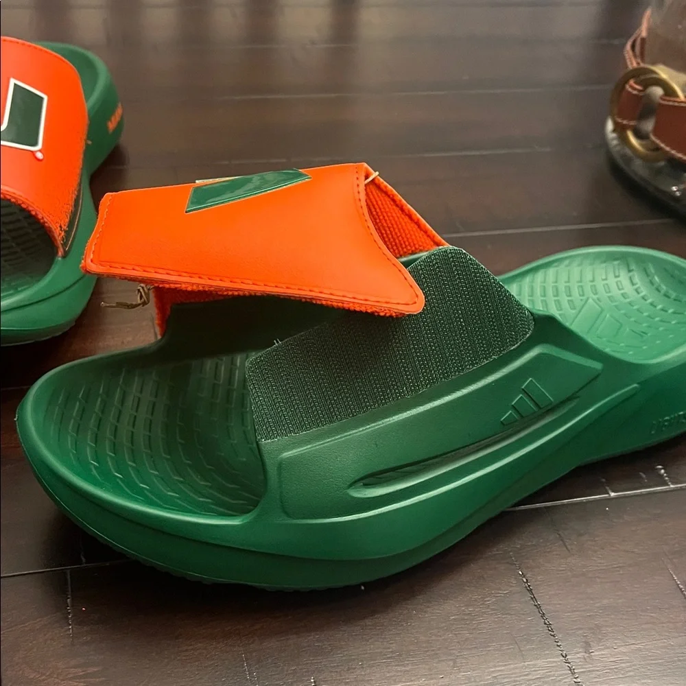 Adidas Lightblaze Miami Hurricanes Slides Sandals Shoes IH7117 new Mens Size 11